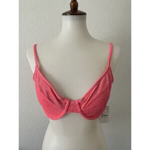 Good American Swim Bikini Top Swimwear Sparkle Fiery Coral